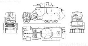 Najbardziej prawdopodobny rysunek techniczny samochodu pancernego Fiat 611B (Fiat-Ansaldo)