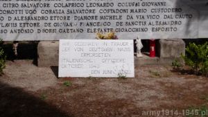 U stóp głównej płyty tablica w języku niemieckim. (Isola Coo)